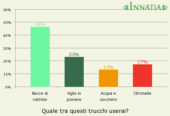 Grafico dell'indagine: Quale tra questi trucchi userai?